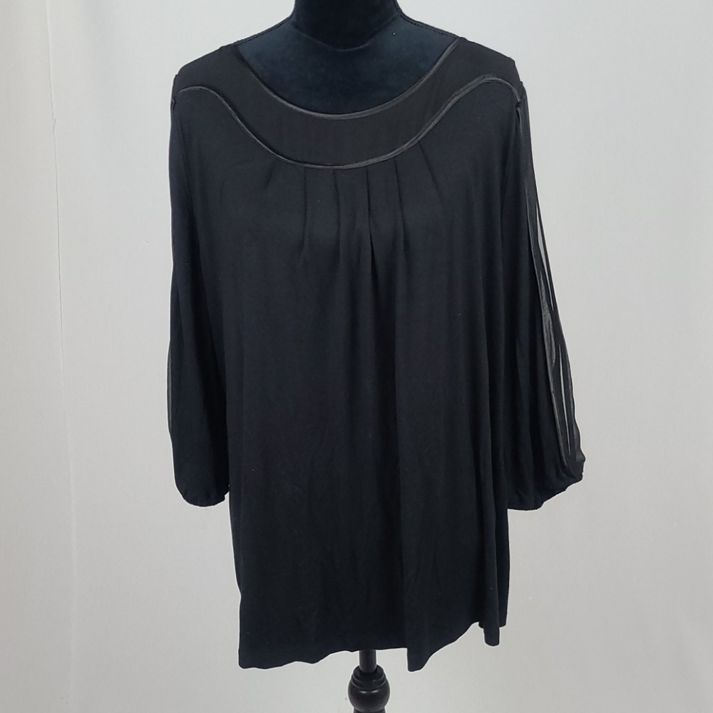 Lane Bryant women plus size 18/20 3/4 sleeve blouse black whimsy goth dark fairy